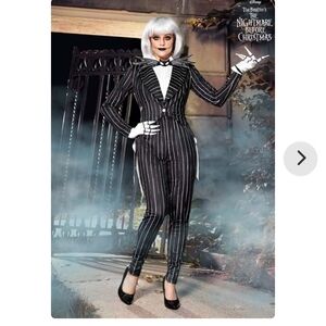Women's Black and White Striped Jack Skeltington Costume
